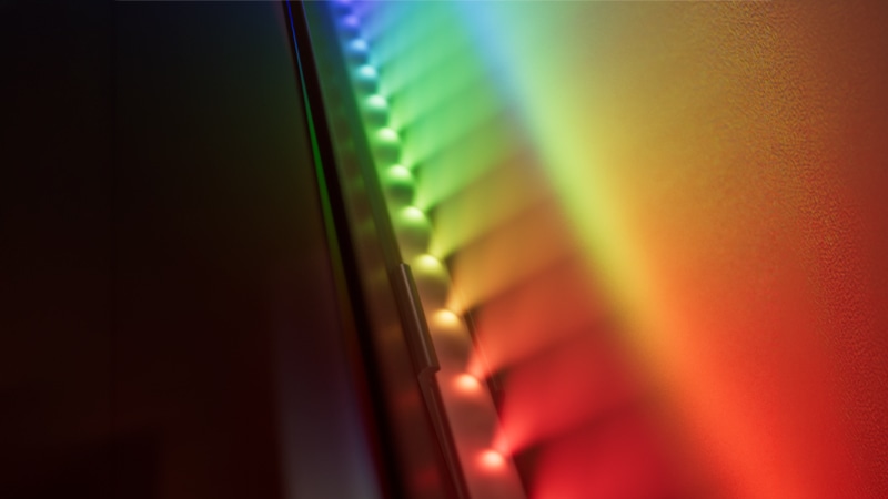 Philips Hue Play gradient strip light on a media console