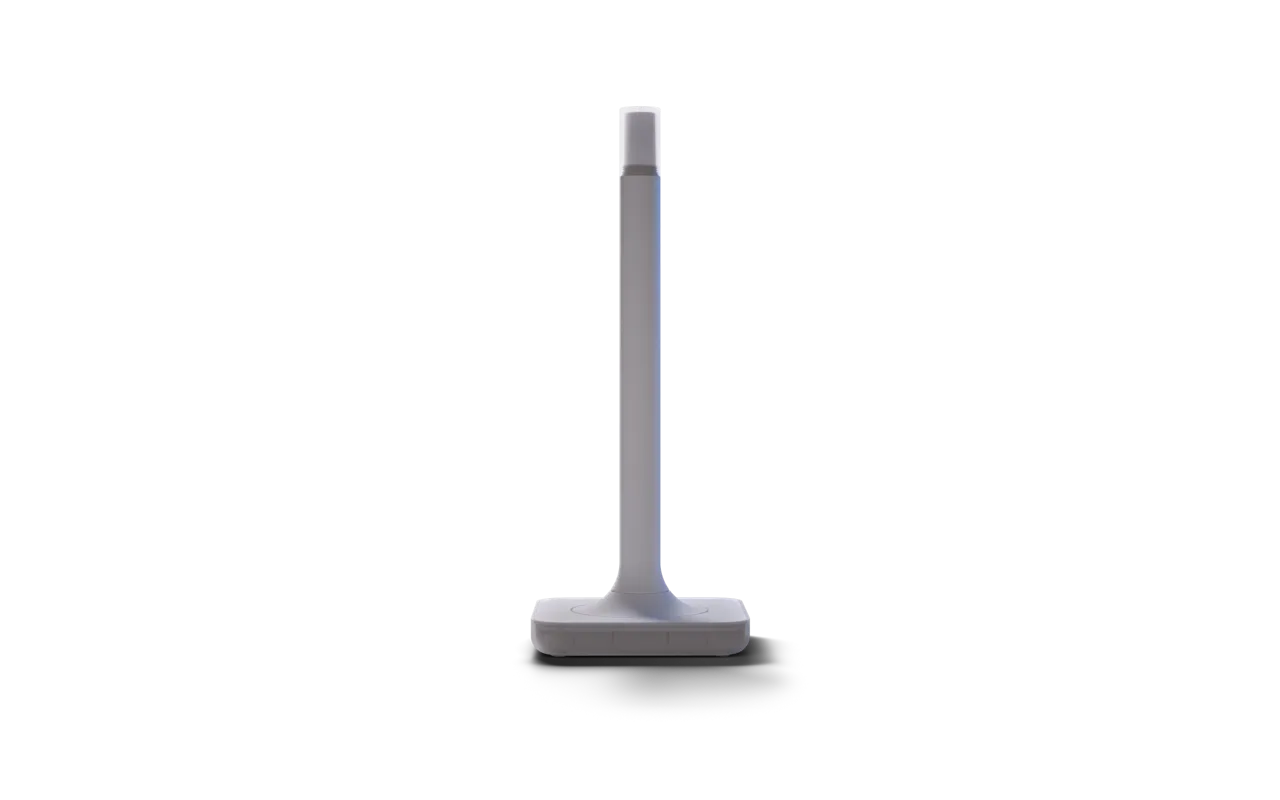 Home Assistant Connect ZWA-2 Z-Wave adapter, a tall white antenna on a round base